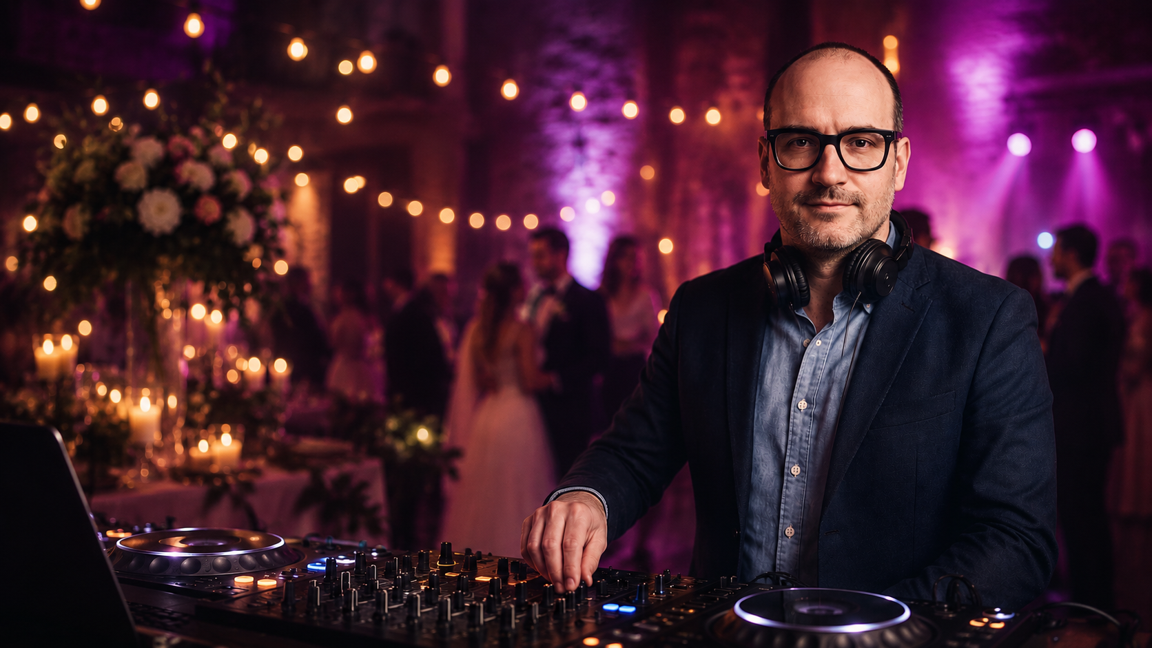 DJ Lampi (Andreas Lampe) hinter dem Pult bei einem Event in der Müritzregion